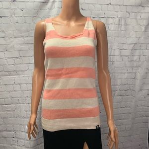 Roxy Coral Pink & White Striped Comfy Top size small